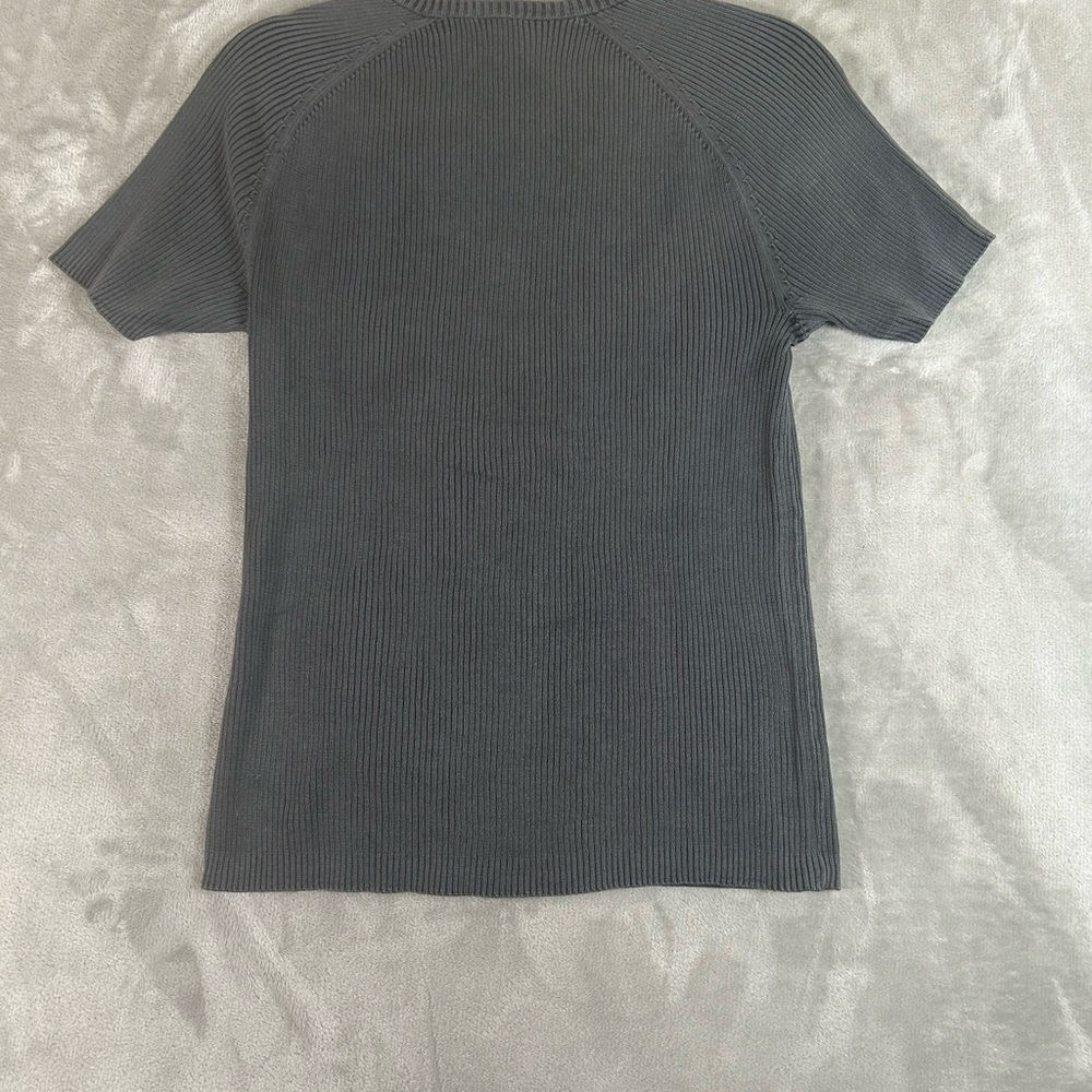 Armani Exchange Charcoal Knit ribbed sweater Top with zipper details - Picture 4 of 9